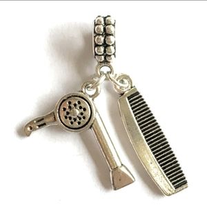 Hairdresser stylist dryer comb charms bracelet charms fits pandora bracelets